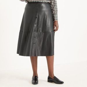 Eloquii Faux Leather A-Line Skirt w/ Buttons